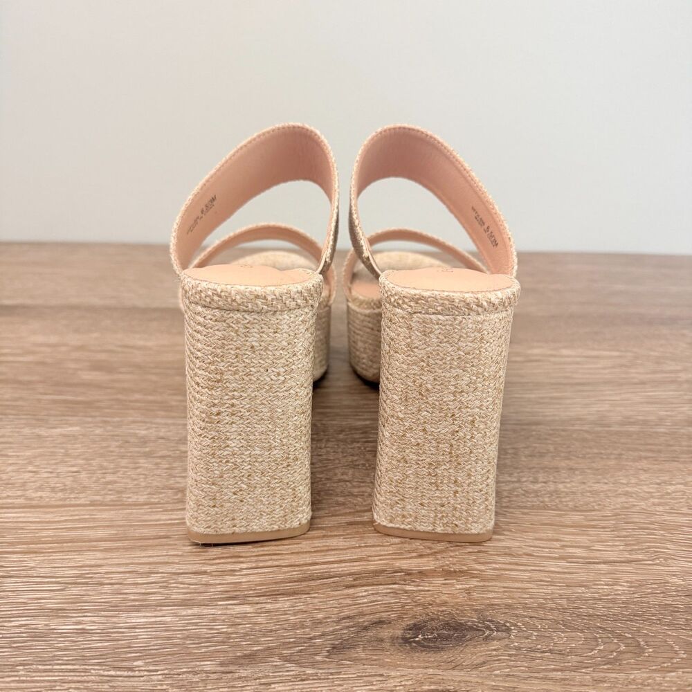 Chinese Laundry Raffia Platform Mule Sandals Womens Size 6.5 Beige Block Heel - Picture 4 of 10